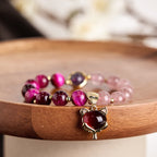 Fortune Jewel Natural Strawberry Quartz Pixiu Love Bracelet