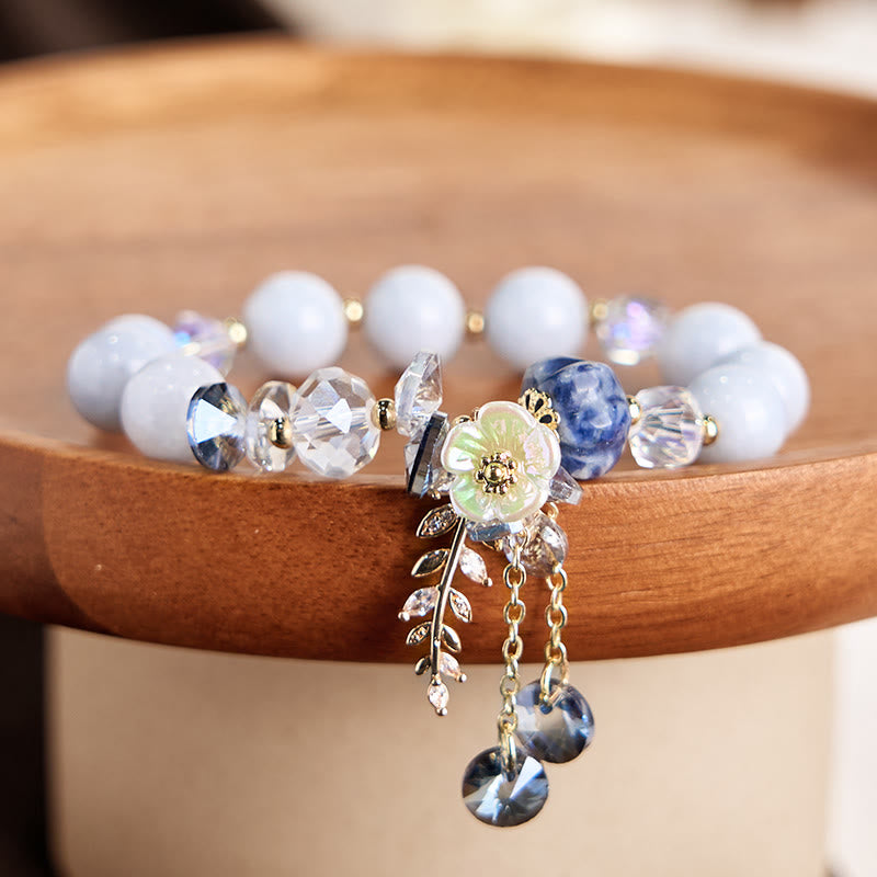 Fortune Jewel Blue Crystal Amethyst Sun Stone Green Aventurine Healing Bracelet