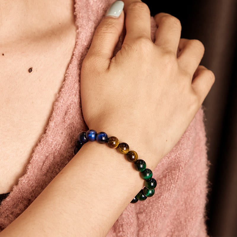 Fortune Jewel Blue Tiger Eye Green Tiger Eye Tiger Eye Balance Bracelet