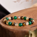 Fortune Jewel Natural Tiger Eye Green Agate Citrine Mix And Match Beads Protection Bracelet