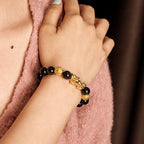 Fortune Jewel Natural Gold Sheen Obsidian PiXiu Om Mani Padme Hum Wealth Bracelet