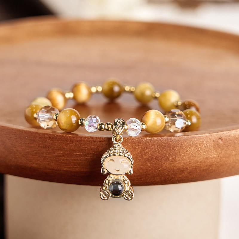 Fortune Jewel Yellow Tiger Eye Meditation Buddha Protection Bracelet