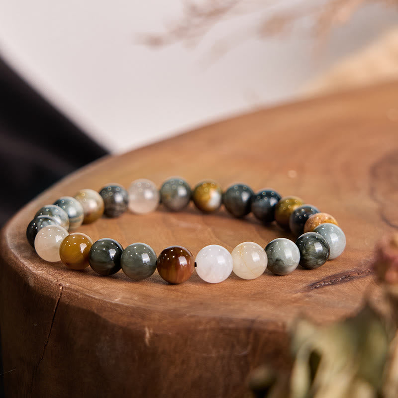 Fortune Jewel Natural Eagle's Eye Stone Confidence Positive Bracelet