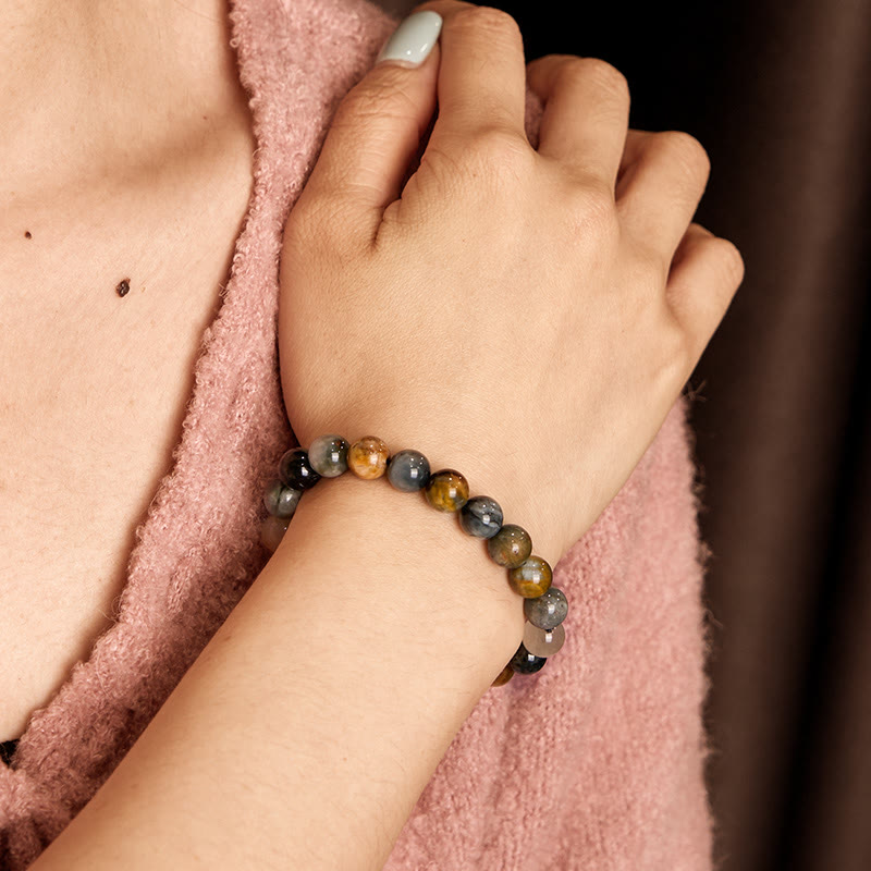 Fortune Jewel Natural Eagle's Eye Stone Confidence Positive Bracelet