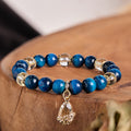 Fortune Jewel Blue Tiger Eye White Crystal Water Drop Strength Bracelet