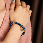 Fortune Jewel Blue Tiger Eye White Crystal Water Drop Strength Bracelet
