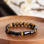 Fortune Jewel Natural Black Tourmaline Tiger Eye Positive Bracelet