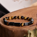 Fortune Jewel Natural Black Tourmaline Tiger Eye Positive Bracelet