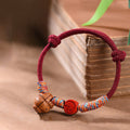 Fortune Jewel Handmade Chinese Zodiac Red String Peach Pit Cinnabar Luck Bracelet