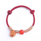 Fortune Jewel Handmade Chinese Zodiac Red String Peach Pit Cinnabar Luck Bracelet