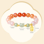 Fortune Jewel 925 Sterling Silver Red Agate Hetian Jade Cat Fu Character Confidence Bracelet
