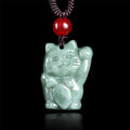 Fortune Jewel Lucky Cat Jade Abundance Necklace Pendant