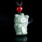Fortune Jewel Lucky Cat Jade Abundance Necklace Pendant