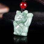 Fortune Jewel Lucky Cat Jade Abundance Necklace Pendant