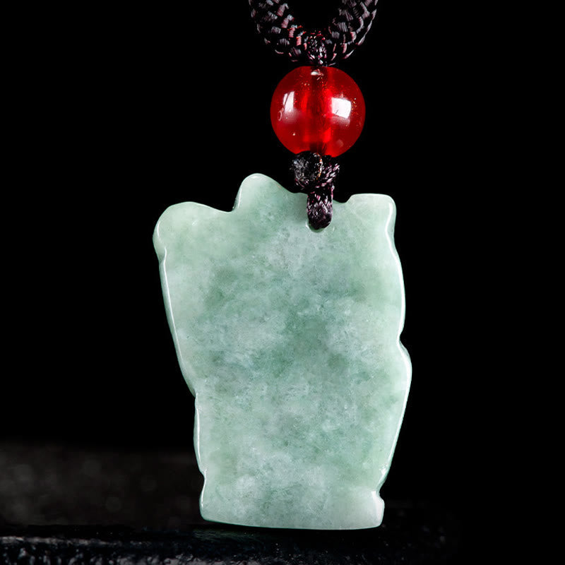 Fortune Jewel Lucky Cat Jade Abundance Necklace Pendant
