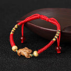 Fortune Jewel Handmade Chinese Zodiac Red String Peach Wood Luck Bracelet