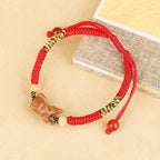Fortune Jewel Handmade Chinese Zodiac Red String Peach Wood Luck Bracelet
