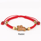 Fortune Jewel Handmade Chinese Zodiac Red String Peach Wood Luck Bracelet