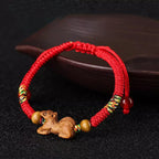 Fortune Jewel Handmade Chinese Zodiac Red String Peach Wood Luck Bracelet