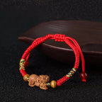 Fortune Jewel Handmade Chinese Zodiac Red String Peach Wood Luck Bracelet