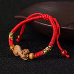Fortune Jewel Handmade Chinese Zodiac Red String Peach Wood Luck Bracelet