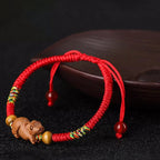 Fortune Jewel Handmade Chinese Zodiac Red String Peach Wood Luck Bracelet