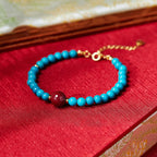 Fortune Jewel 925 Sterling Silver Turquoise Cinnabar Purification Bracelet