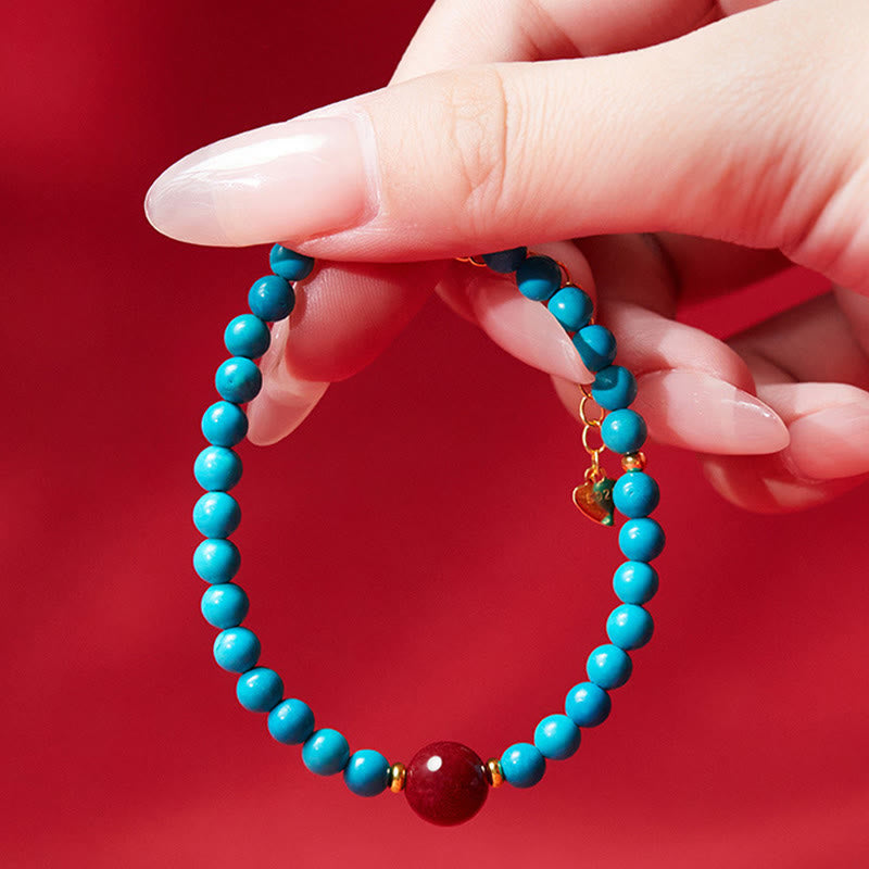 Fortune Jewel 925 Sterling Silver Turquoise Cinnabar Purification Bracelet