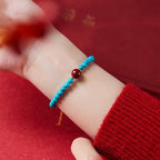 Fortune Jewel 925 Sterling Silver Turquoise Cinnabar Purification Bracelet