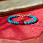 Fortune Jewel 925 Sterling Silver Turquoise Cinnabar Purification Bracelet