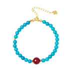Fortune Jewel 925 Sterling Silver Turquoise Cinnabar Purification Bracelet