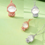 Fortune Jewel 925 Sterling Silver Chalcedony Formless Buddha Positive Necklace Pendant Fortune Jewel