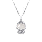 Fortune Jewel 925 Sterling Silver Chalcedony Formless Buddha Positive Necklace Pendant Fortune Jewel