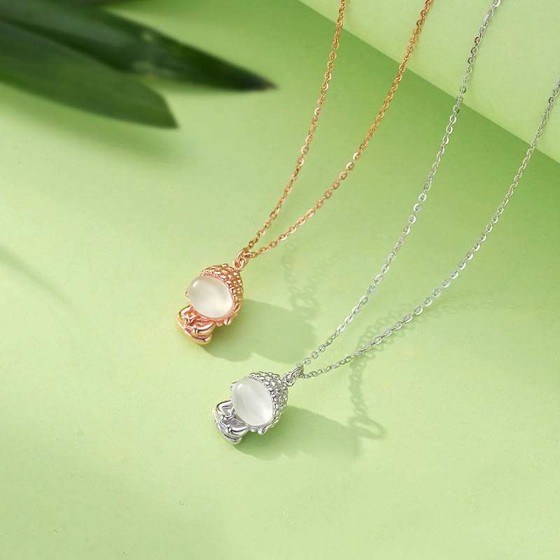 Fortune Jewel 925 Sterling Silver Chalcedony Formless Buddha Positive Necklace Pendant Fortune Jewel
