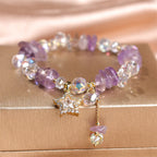 Fortune Jewel Natural Amethyst Crystal Star Charm Positive Transformation Bracelet
