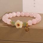 Fortune Jewel Rose Quartz Peach Blossom Hetian Jade Fu Character Relationships Healing Bracelet