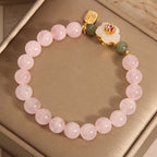 Fortune Jewel Rose Quartz Peach Blossom Hetian Jade Fu Character Relationships Healing Bracelet