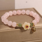 Fortune Jewel Rose Quartz Peach Blossom Hetian Jade Fu Character Relationships Healing Bracelet