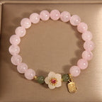 Fortune Jewel Rose Quartz Peach Blossom Hetian Jade Fu Character Relationships Healing Bracelet