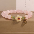 Fortune Jewel Rose Quartz Peach Blossom Hetian Jade Fu Character Relationships Healing Bracelet