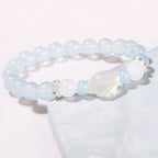 Fortune Jewel Blue Chalcedony White Agate Rabbit Emotional Balance Bracelet