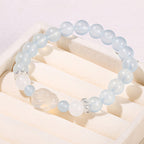 Fortune Jewel Blue Chalcedony White Agate Rabbit Emotional Balance Bracelet