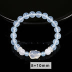 Fortune Jewel Blue Chalcedony White Agate Rabbit Emotional Balance Bracelet