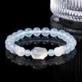 Fortune Jewel Blue Chalcedony White Agate Rabbit Emotional Balance Bracelet
