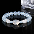 Fortune Jewel Blue Chalcedony White Agate Rabbit Emotional Balance Bracelet