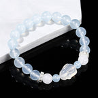 Fortune Jewel Blue Chalcedony White Agate Rabbit Emotional Balance Bracelet