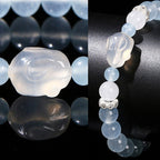 Fortune Jewel Blue Chalcedony White Agate Rabbit Emotional Balance Bracelet