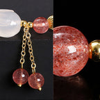 Fortune Jewel Natural Strawberry Quartz Agate Rabbit Healing Bracelet