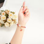 Fortune Jewel Natural Strawberry Quartz Agate Rabbit Healing Bracelet