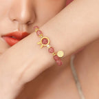 Fortune Jewel Natural Strawberry Quartz Rabbit Fu Character Charm Love Bracelet